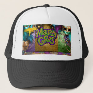 SlipperyJoe's Mardi Gras-thema grafische doubloons Trucker Pet