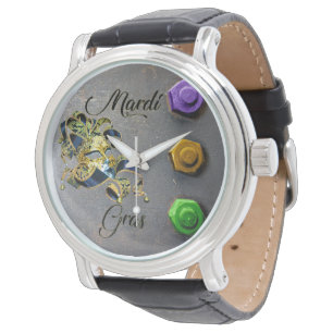 SlipperyJoe's Mardi Gras viering decoratief Ve Horloge