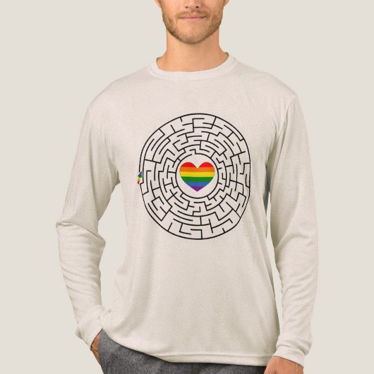 SlipperyJoe's maze encircles rainbow heart arrow m Tri-Blend Shirt (Voorkant volledig)