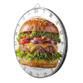 SlipperyJoe's mondwaterende cheeseburger knapperig Dartbord (Voorkant Rechts)