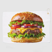 SlipperyJoe's mondwaterende cheeseburger knapperig Golfhanddoek (Horizontaal)
