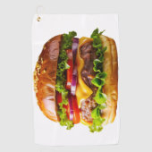 SlipperyJoe's mondwaterende cheeseburger knapperig Golfhanddoek (Voorkant)