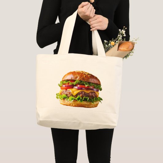 SlipperyJoe's mondwaterende cheeseburger knapperig Grote Tote Bag (Voorkant (product))