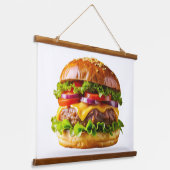 SlipperyJoe's mondwaterende cheeseburger knapperig Hangend Wandkleed (Gebogen)