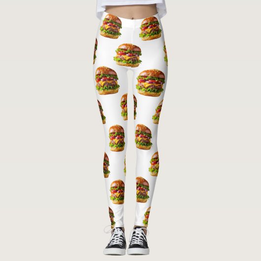 SlipperyJoe's mondwaterende cheeseburger knapperig Leggings (Voorkant)