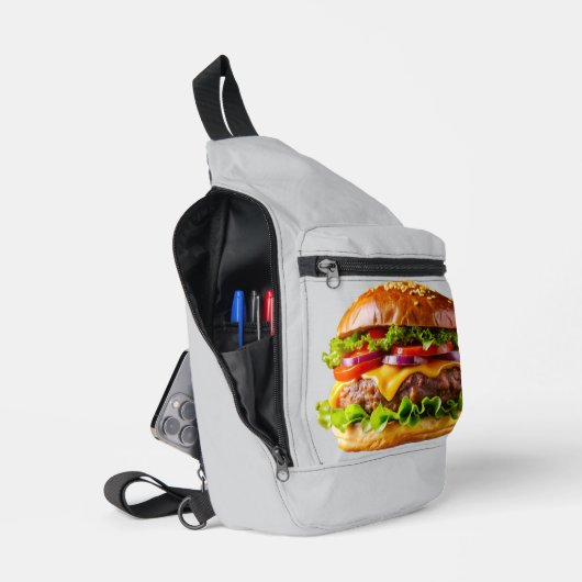 SlipperyJoe's mondwaterende cheeseburger knapperig Sling Bag (Open)