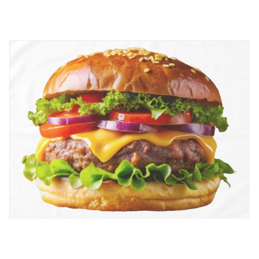 SlipperyJoe's mondwaterende cheeseburger knapperig Tafelkleed (Voorkant (Horizontaal))