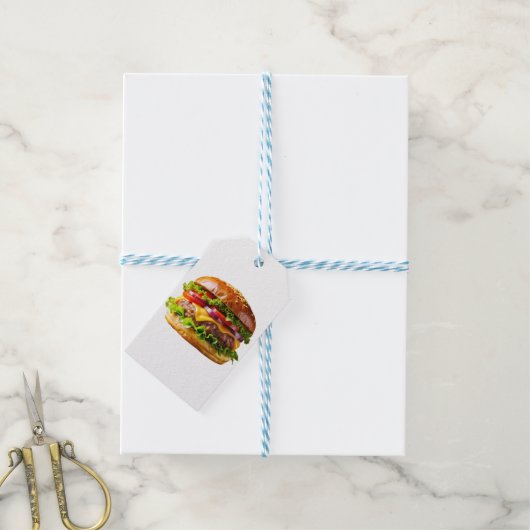 SlipperyJoe's mondwatering cheeseburger knapperige Cadeaulabel (Met Touw)