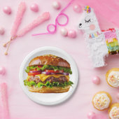 SlipperyJoe's mouthwatering cheeseburger crispy ba Papieren Bordje (Feest)