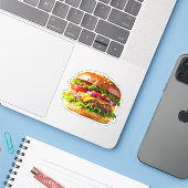 SlipperyJoe's mouthwatering cheeseburger crispy ba Sticker (Laptop met iPhone)
