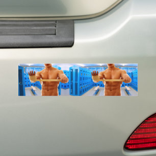SlipperyJoe's musculair man zonder zespuntige gymn Bumpersticker