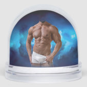 SlipperyJoe's muscular bearded man white underwear Sneeuwbol (Voorkant)