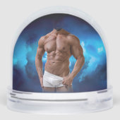 SlipperyJoe's muscular bearded man white underwear Sneeuwbol (Achterkant)