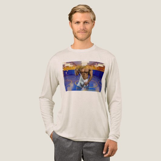 SlipperyJoe's muscular man bulge six-pack gym trai Tri-Blend Shirt (Voorkant)