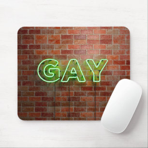 SlipperyJoe's neon Gay Bord groene bakstenen muur  Muismat