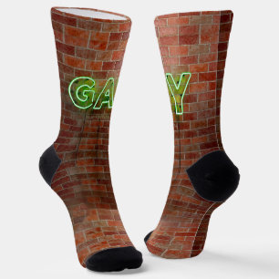 SlipperyJoe's neon Gay Bord groene bakstenen muur  Sokken