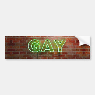 SlipperyJoe's neon Gay Sign green stenen wall word Bumpersticker