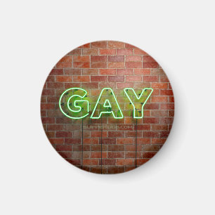 SlipperyJoe's neon Gay Sign green stenen wall word Magneet