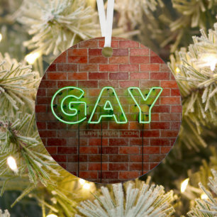 SlipperyJoe's neon Gay Sign green stenen wall word Metalen Ornament