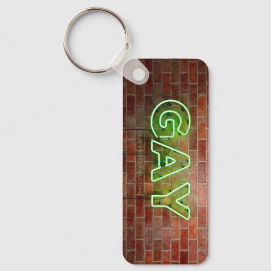 SlipperyJoe's neon Gay Sign green stenen wall word Sleutelhanger (Voorkant)