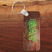 SlipperyJoe's neon Gay Sign green stenen wall word Sleutelhanger (Voorkant)