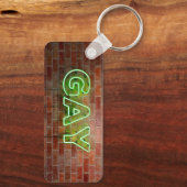 SlipperyJoe's neon Gay Sign green stenen wall word Sleutelhanger (Achterkant)