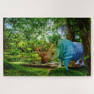 SlipperyJoe's neushoorn weelderige tropische omgev Legpuzzel