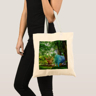 SlipperyJoe's neushoorn weelderige tropische omgev Tote Bag