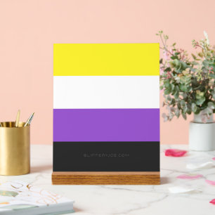 SlipperyJoe's Non-binaire Pride-vlag geel wit paar Acryl Bord