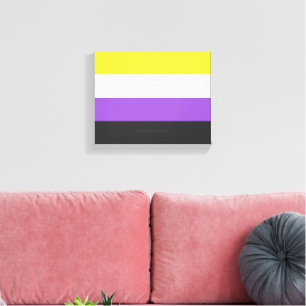 SlipperyJoe's Non-binaire Pride-vlag geel wit paar Canvas Afdruk