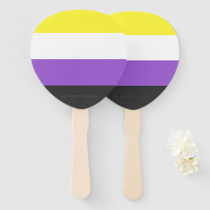 SlipperyJoe's Non-binaire Pride-vlag geel wit paar Handwaaier