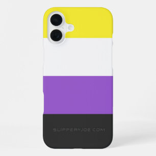 SlipperyJoe's Non-binaire Pride-vlag geel wit paar iPhone 16 Plus Hoesje