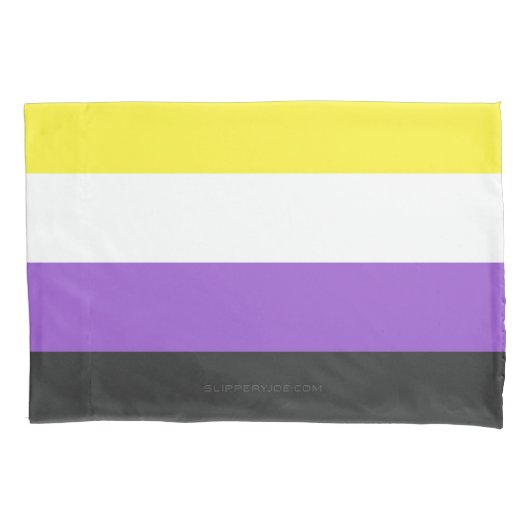 SlipperyJoe's Non-binaire Pride-vlag geel wit paar Kussensloop (Voorkant)