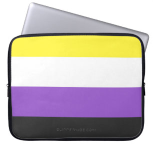 SlipperyJoe's Non-binaire Pride-vlag geel wit paar Laptop Sleeve