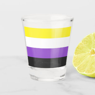 SlipperyJoe's Non-binaire Pride-vlag geel wit paar Shot Glas