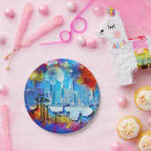 SlipperyJoe's NYC wolkenkrabbers gebouwen kunstwer Papieren Bordje (Feest)