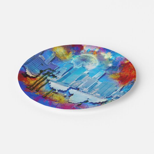 SlipperyJoe's NYC wolkenkrabbers gebouwen kunstwer Papieren Bordje (Gekanteld)