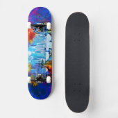SlipperyJoe's NYC wolkenkrabbers gebouwen kunstwer Persoonlijk Skateboard (Voorkant)