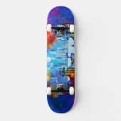 SlipperyJoe's NYC wolkenkrabbers gebouwen kunstwer Persoonlijk Skateboard (Voorkant)