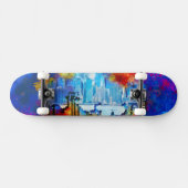 SlipperyJoe's NYC wolkenkrabbers gebouwen kunstwer Persoonlijk Skateboard (Horizontaal)