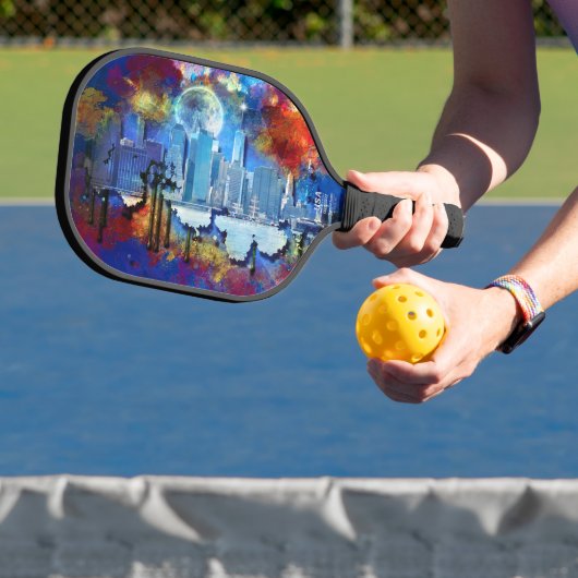 SlipperyJoe's NYC wolkenkrabbers gebouwen kunstwer Pickleball Paddle (Insitu)