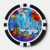 SlipperyJoe's NYC wolkenkrabbers gebouwen kunstwer Poker Chips (Voorkant)