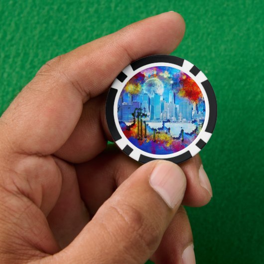 SlipperyJoe's NYC wolkenkrabbers gebouwen kunstwer Poker Chips (Hand)