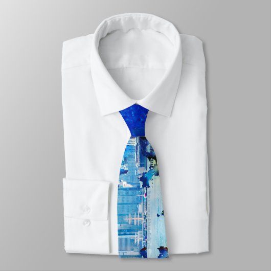 SlipperyJoe's NYC wolkenkrabbers gebouwen kunstwer Stropdas (Gebonden)