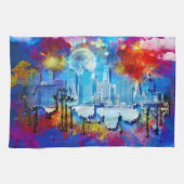 SlipperyJoe's NYC wolkenkrabbers gebouwen kunstwer Theedoek (Horizontaal)