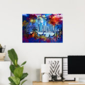 SlipperyJoe's NYC wolkenkrabbers graffiti maan geb Poster (Thuiskantoor)