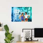 SlipperyJoe's ondergoed twee mannen cartoon verlat Poster (Thuiskantoor)