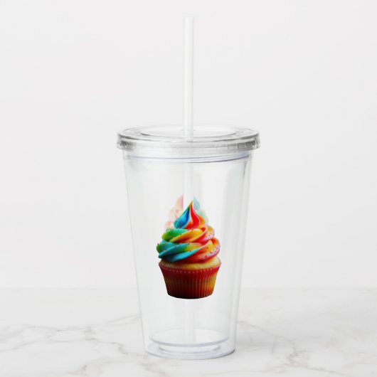 SlipperyJoe's oogverblindende regenboogcupcake wer Acryl Drinkbeker (Voorkant)