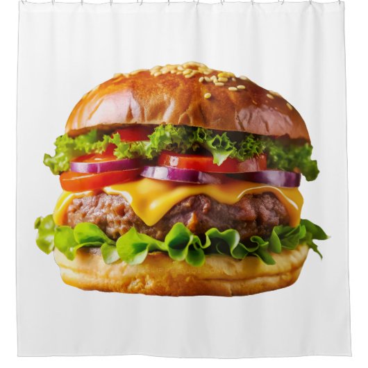 SlipperyJoe's overdonderende gestapelde hamburger Douchegordijn (Voorkant)