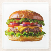 SlipperyJoe's overdonderende gestapelde hamburger Glazen Onderzetter (Voorkant)